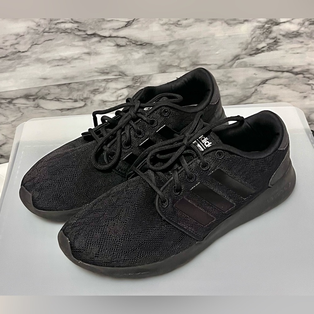 Adidas Cloudfoam QT Racer Black Knit Running Shoes - Women's Size 7